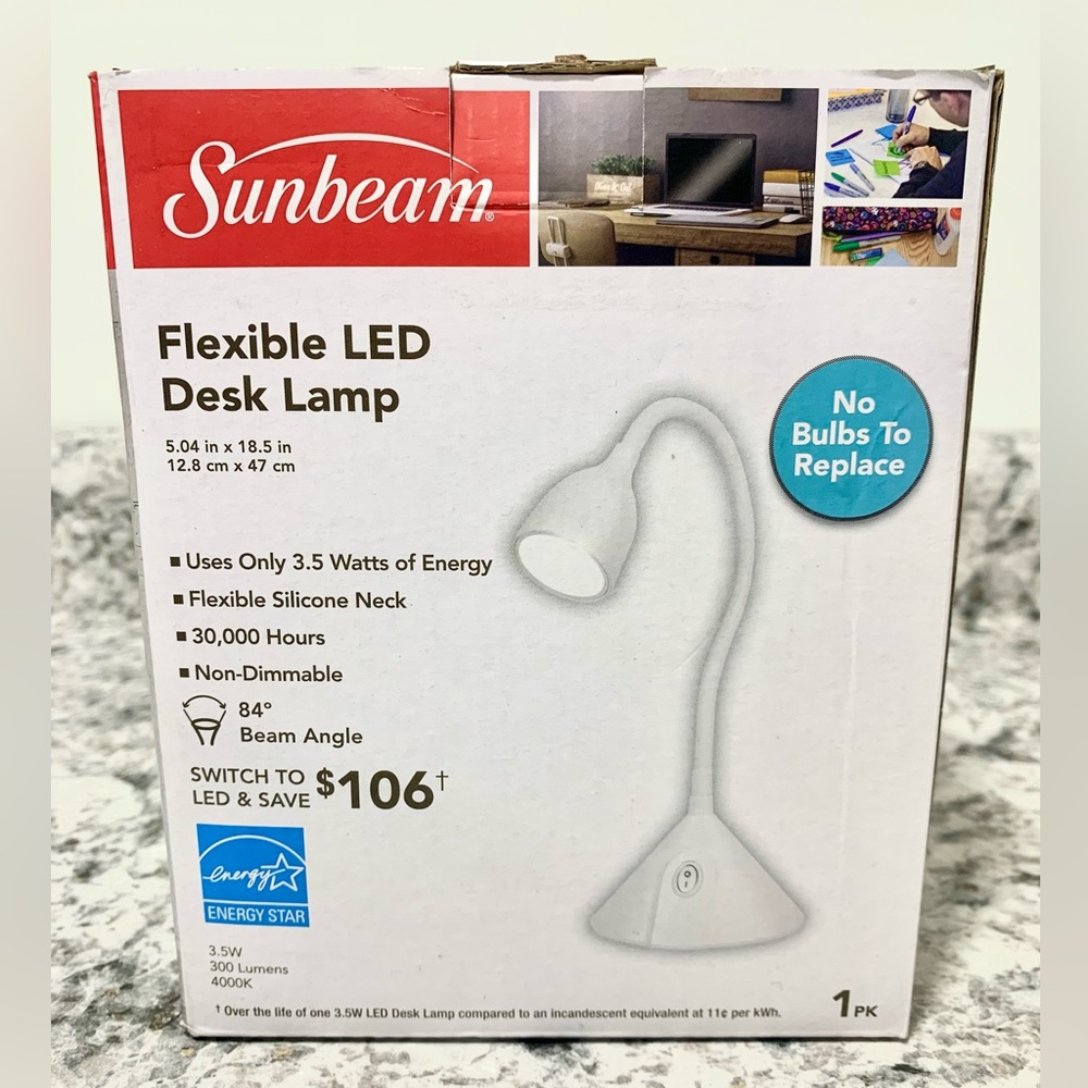 New Sunbeam Flexible LED Desk Lamp - White